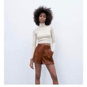 Zara Faux Leather Bermuda Shorts
